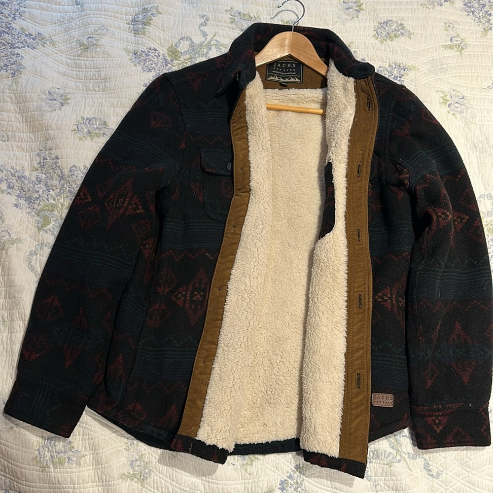 Jachs NY Men’s Black & Burgundy Patterned Button-Up Jacket - Picture 2 of 5